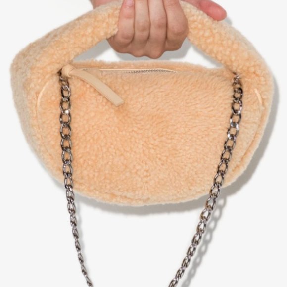 BY FAR  Baby Cush shearling top handle bag in Sable MSRP $475 Rare Find - Picture 3 of 14